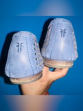 Frye Carson Navy Perforated Leather Ballet Flats